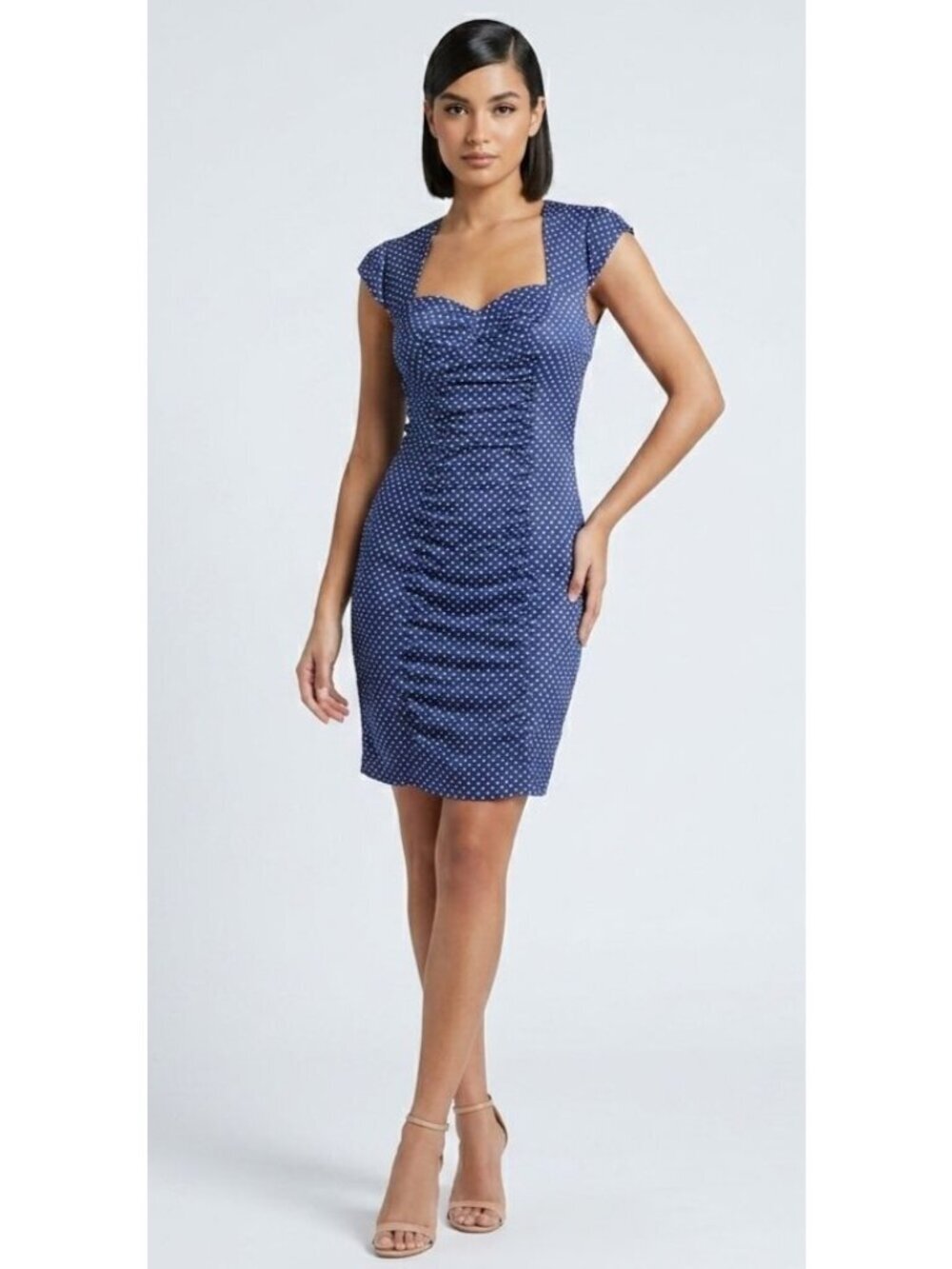 Women's - Guess Blue & White Satin Polka Dot Pin-Up Dress, Size 2
